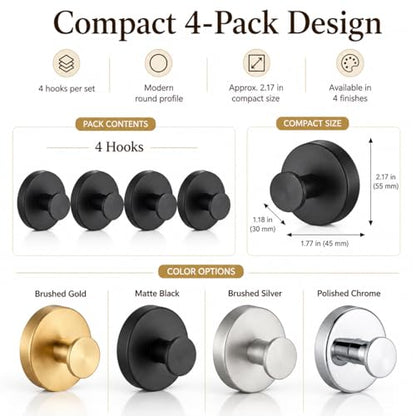 Suction Cup Hooks Removable Shower Hooks, 4Pcs Metal Towel Hooks for Bathroom Window Glass Wall Door Can Hang Various Towels Bath Towels Keychains, Black Front Door Wreath Hangers, No-Drill Waterproof - color: Black