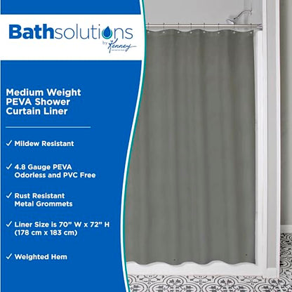 Kenney KN41439 Medium Weight 5 Gauge Waterproof PEVA Shower Curtain Liner with Rust-Resistant Metal Grommets and Weighted Magnetic Hem for Bathroom, 70" W x 72" H, Gray, 1-Pack - color: Grey, size: 70"W x 72"L (Pack of 1)