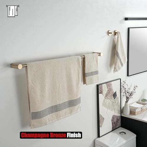JQK Bath Towel Bar Champagne Bronze, 32.5 Inch 304 Stainless Steel Thicken 0.8mm 2 Pieces Towel Rack Bathroom Wall Mount, Useable Length 30 Inch, TB610L30-CB - color: Champagne Bronze, size: 32.5 Inch