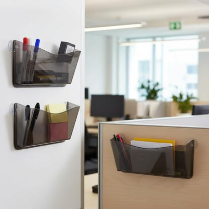 Azar Displays 250055-SMK Plastic Wall Mount File Holder with Suction Cups Smoke Colored, 4-Pack - color: BLACK SMK, style: Suction Cup