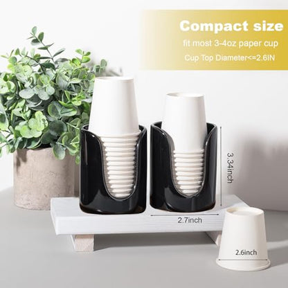 Ceramic Bathroom Cup Dispenser, Fits 3–4 Oz Cups, 2 Pack, Black | Small Countertop Cup Holder for Mouthwash & Rinsing – Non-Slip Base, Easy-Access Design, Kitchen & Bathroom Ready - color: Black, size: 2 Pack
