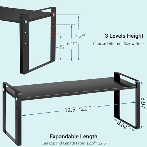 2 Pack Expandable Cabinet Organizer Shelves, 88lbs High Weight Capacity, Stackable Heavy-Duty Metal Storage Rack, Adjustable Cabinet Shelf for Kitchen, Pantry, Cupboard, Under Sink, Black - color: Black