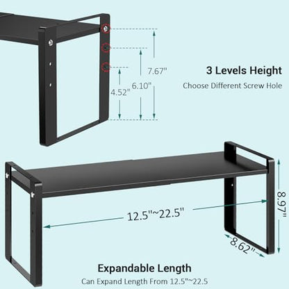 2 Pack Expandable Cabinet Organizer Shelves, 88lbs High Weight Capacity, Stackable Heavy-Duty Metal Storage Rack, Adjustable Cabinet Shelf for Kitchen, Pantry, Cupboard, Under Sink, Black - color: Black