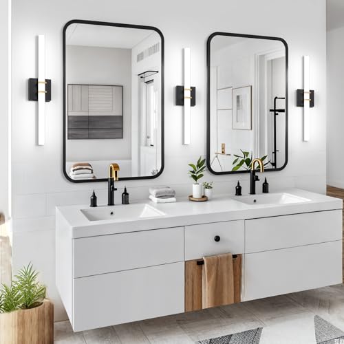 Modern Black and Brass Vanity Light Bar 24 Inch, 16W 5CCT Dimmable Bathroom Light Fixtures LED Wall Lighting Fixture - color: Black+Brass, size: 24 inch