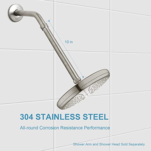 OFFO Shower Head Extension Arm, Brushed Nickel 10 in Shower Arm Extension Shower Head Extender Made of 304 Stainless Steel Shower Pipe Extension - color: Brushed Nickel, style: 10 in