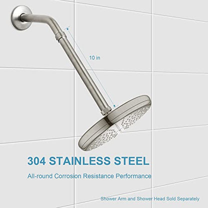 OFFO Shower Head Extension Arm, Brushed Nickel 10 in Shower Arm Extension Shower Head Extender Made of 304 Stainless Steel Shower Pipe Extension - color: Brushed Nickel, style: 10 in