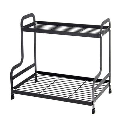 2-Tier Metal Countertop Organizer – Standing Shelf for Bathroom Vanity, Kitchen Spice Rack, Under Sink Storage, Cosmetics Display - color: Black-wgxk-02