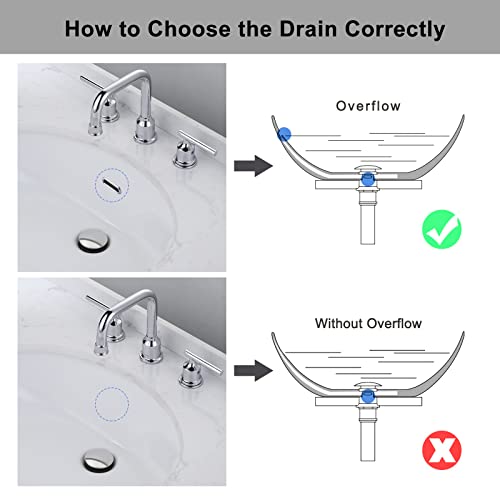 Bathroom Pop Up Sink Drain With Overflow - Vessel Stopper and Strainer for Faucet, Vanity or RV - Chrome - color: Chrome, style: Style A: pop up drain