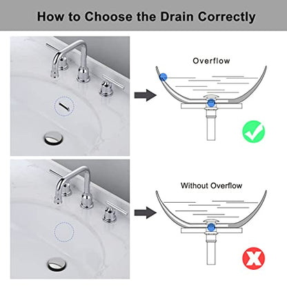 Bathroom Pop Up Sink Drain With Overflow - Vessel Stopper and Strainer for Faucet, Vanity or RV - Chrome - color: Chrome, style: Style A: pop up drain