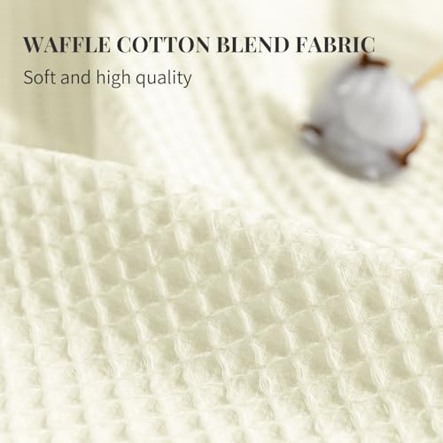 River Dream Cotton Blend Fabric Shower Curtain Set with Liner, Cream, 54x80 | Waffle Weave, No Hook Needed, with Snap in Replacement Liner, Top Sheer Window, Hotel Quality Fabric for Bathroom - color: Cream, size: 54"W x 80"L (Pack of 1)