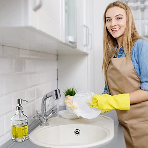 JASAI Antique Design Soap Dispenser with Rust Proof 304 Stainless Steel Pump, Refillable Glass Soap Dispenser with 10Pcs Clear Stickers, Premium Kitchen & Bathroom Soap Dispenser | Refillable Glass Soap Dispenser with 10Pcs Clear Stickers, Premium Kitchen