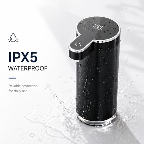 Automatic Liquid Soap Dispenser Touchless, Stainless Steel Hand Soap Dispenser, USB Rechargeable, 4 Adjustable Levels, 11.8oz/350ml for Kitchen and Bathroom (Black, Liquid) - color: Black, size: Liquid