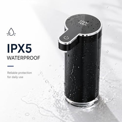 Automatic Liquid Soap Dispenser Touchless, Stainless Steel Hand Soap Dispenser, USB Rechargeable, 4 Adjustable Levels, 11.8oz/350ml for Kitchen and Bathroom (Black, Liquid) - color: Black, size: Liquid