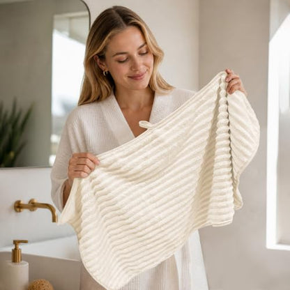 Extra Large Bath Towel Set 10 Piece, XL Bath Towels 35"x67" Oversized Bath Sheets, 280 GSM Microfiber Quick Dry Absorbent Towels, 5 Bath Sheets & 5 Hand Towels (Cream) - color: Cream, size: Bath towel 35" x 67"+hand towel 30"x13"