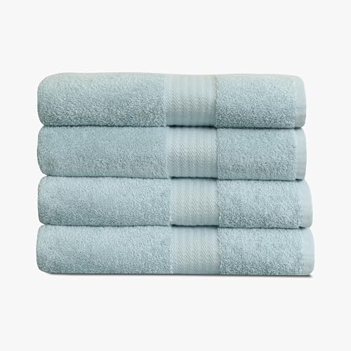 1888 Mills 4 Pack Premium Bath Towel Set, True Classics Premium Cotton Blend, Super Soft and Highly Absorbent Bath Towels for Bathroom, Hotels, Spa and Gym, Blue - color: Blue, size: Bath Towel (Pack of 4)