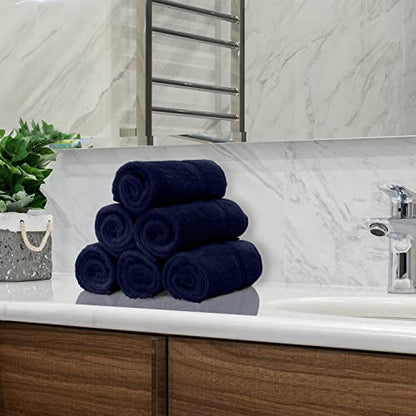 BC BARE COTTON Monogrammed Hand Towel, Navy, 16 x 30 Inches - Set of 2, Extra Absorbent 100% Turkish Cotton, Soft Terry Finish, for Bathroom, Kitchen and Spa - color: Silver on Navy, style: Initial Q