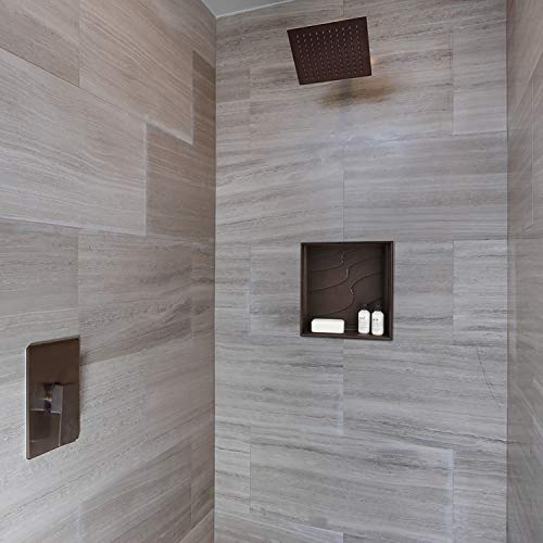 Decor Shower Niche, 12x12 Recessed Shower Shelf, Schluter Kerdi Board Tile Ready Niche Insert, Shower Organizer Bathroom Storage, Decorative Wave Tile, Oil Rubbed Bronze