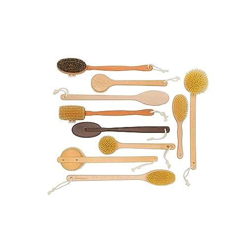 REDECKER Extra Long Beechwood Bath Brush - Natural Pig Bristle Body Brush for Showering, Back Scrubbing, Exfoliating, Dry Brushing and Lymphatic Drainage - Perfect for Hard-to-Reach Areas - size: 19-1/2-Inches