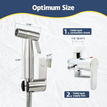 Vayzluiy Handheld Toilet Bidet Sprayer for Toilet-Adjustable Water Pressure Control with Bidet Hose for Feminine Wash, Stainless Steel Brushed Nickel Cloth Diaper for Baby Wash (Warm and Cold) - style: Warm and Code