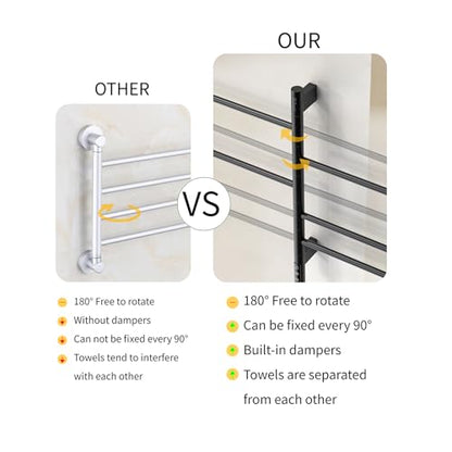 Z&Zhanle Heated Towel Racks for Bathroom - Warmers Rotating Electric Warmer with Built - in Timer, Hard-Wired/Plug-in,Whitek (Black) - color: Black
