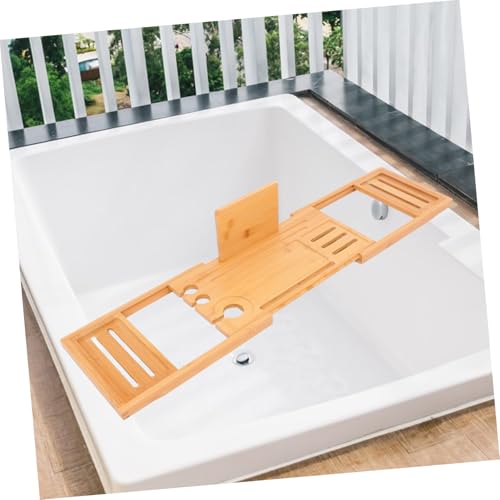 PRETYZOOM Bamboo Bathtub Trays Expandable Bath Tray Table Spa Tub Organizers Easy Clean