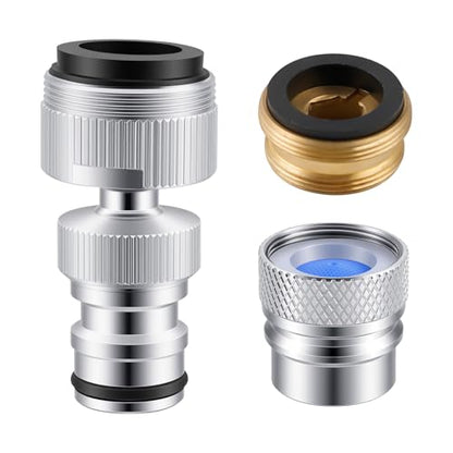Hibbent 2 PACK Faucet to Dishwasher Adapter, Quick-Connect Dishwasher Snap-On Connection, with Swivel Ball Joint and Faucet Aerator, Male 15/16 Inch and Female 55/64 Inch, Chrome - color: Chrome
