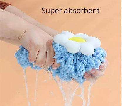 Ivymei 3 Pack Cute Flower Chenille Hand Towels Fuzzy Hanging Hand Towels with Loop for Kitchen Bathroom,Soft Absorbent Hand Bath Towels,Quick Dry(Yellow Pink Blue) - color: Yellow Pink Blue