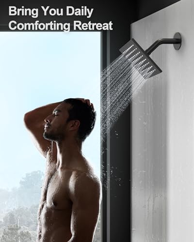 Shower Faucet Set, 10" & 6" Dual Rainfall Shower Heads System for Wall Mount with Slide Bar & Handheld Sprayer, Matte Black - color: Matte Black