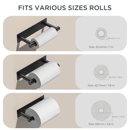 FORIOUS Commercial Toilet Paper Holder Wall Mount Bathroom Tissue Holder | Matte Black | Adhesive or Screw | SUS304 Stainless Steel Rustproof | Pivoting Tissue Roll Holder | Square Base - color: Matte Black