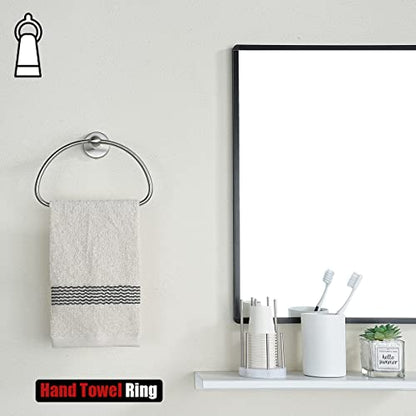JQK Towel Ring, Stainless Steel Half Ring Towel Holder for Bathroom, 7 Inch Brushed Finished Wall Mount, TR160-BN - color: Brushed