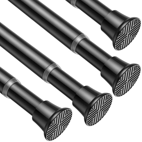 AIZESI Tension Curtain Rod 18-36 inch，4Pcs Adjustable Black Curtain Tension Rod No Drilling Small Tension Rod Spring Tension Curtain Rod Expandable Curtain Rod - color: Black, size: 18“-36“-4P