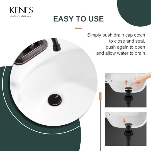 Oil Rubbed Bronze Pop Up Bathroom Sink Drain Stopper Without Overflow | Bathroom Vanity Sink Drain Assembly, Built-in Anti-Clogging Strainer, Plastic Pop Up Drain for Bathroom Vanity Vessel Sink - color: Oil-rubbed Bronze, size: Big Pop up Cap (Without Ov