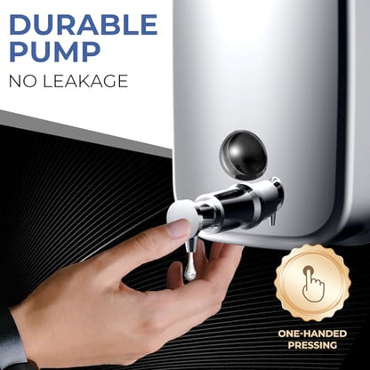 Commercial Soap Dispenser Wall Mount Stainless Steel Soap Dispensers Liquid Manual Anti-Leak Pump Hand Soap Dispenser for Bathroom Kitchen Silver (17 fl.oz./500ml) - color: Silver, size: 500ml