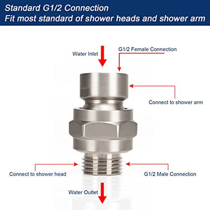 NearMoon Shower Head Swivel Ball Adapter - Solid Brass Shower Connector Ball Joint Adjustable Universal Shower Arm Extension Component (Brushed Nickel) - color: Brushed Nickel