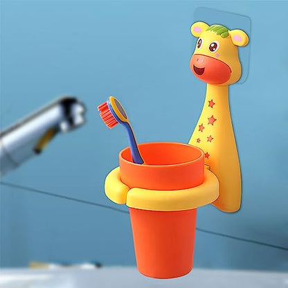 SooGree Kids Toothbrushes Holder Animal Tooth Cup Holder Wall Mounted Sucker Toothpaste Storage Set Cute Household Toothpaste Rack Mouthwash Cup Rack for Children,No Punching Shelf Bracket with Cup - color: Deer
