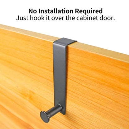Metal Over The Cabinet Door Hooks, 2 Pack, Matte Black, Stainless Steel, Towel Holder for Kitchen, Bathroom, Bedroom - color: Black