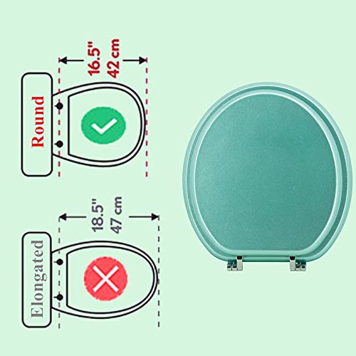 Round Toilet Seat Wood Toilet Seat Prevent Shifting with Zinc Alloy Hinges American Standard Size Toilet Seat Easy to Install also Easy to Clean(Round,Sparkling Turquoise) - color: Turquoise, size: Round
