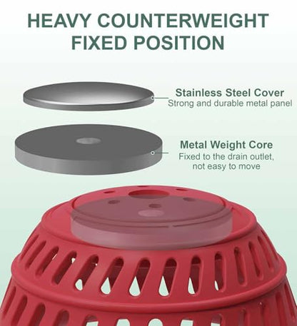 Silicone Drain Cover for Shower, Bathtub, Sink - Decorative Flower Strainer with Metal Weight & Large Holes - Stays Put, Prevents Clogs, Matches Bathroom Faucets, Flexible & Durable