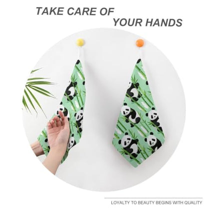 Panda Bamboo, Quick Dry Hand Towel with Hanging Loop for Gym | Absorbent Microfiber Bathroom Towel, Fast Drying Kitchen Towel, Soft Wash Cloth for Pool Bath Shower Fitness Travel, 12 Inch - size: 4PCS