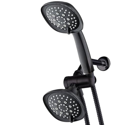 AquaDance Luxury Square 48-setting High-Pressure Dual Head/Handheld Shower Spa Combo. Extra-Long 72" Stainless Steel Hose, 3-way Flow Diverter, Oil-Rubbed Bronze Finish - color: Oil Rubbed Bronze