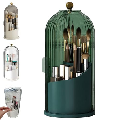 Concealed Toothbrush Holder, Rotating Bathroom Organizer Countertop | Toothbrush and Toothpaste Holders with Cover, Waterproof and Dustproof, 360° Rotating Base, for Bathroom Countertop - color: 1pcs Green