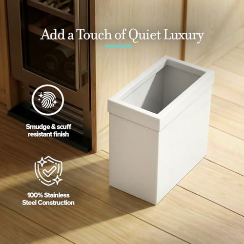 Gatco Modern Rectangle Wastebasket, Matte Pearl - Stainless Steel Trash Can with Removable Lid, Leakproof, 3 Gallon Capacity for Bathroom, Bedroom, Kitchen, or Office - color: Matte Pearl