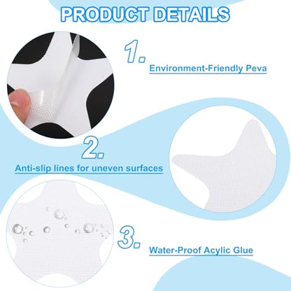 PATIKIL Bathtub Non Slip Stickers 4.13x4.13 Inch, 6 Pack Star Safety Shower Floor Anti Slip Stickers with Adhesive Decals Scraper for Bath Tub Shower Floor Stair, Clear - color: Clear