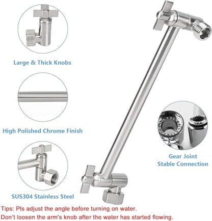 NearMoon Rain Shower Head with 11’’ Adjustable Extension Arm, Large Stainless Steel High Flow Rainfall Square Head, Bath Shower Waterfall Full Body Coverage (12 Inch, Brushed Nickel) - color: Brushed Nickel, size: 12 Inch