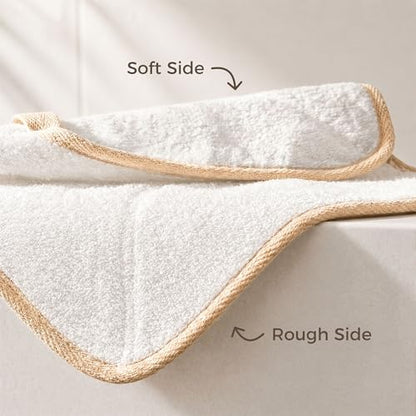 ZOMCHI Exfoliating Washcloth for Face and Body, Dual Function Wash Cloth with Soft and Rough Sides, Exfoliating Scrub Bath Towels, Washcloth with Loop (White, 3 Pack) - style: White, 3 Pack