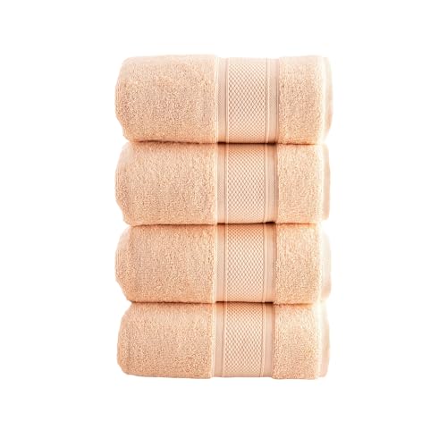 HALLEY 100% Turkish Cotton Hand Towels (Pack of 4) - Hotel & Spa Quality - Super Soft, Quick Drying & Absorbent Decorative Towels for Face, Gym, Spa, Yoga, Dishcloth, Kitchen & Bath - Coral - color: Coral, size: 4-Pack Hand Towels