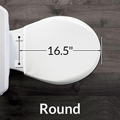 Bemis Alesio Slow Close Toilet Seat, Sleek Chrome Hinges and Adjustable Perfect Fit Wood Seat, Made in USA, Round, White - color: White & Chrome, size: Round