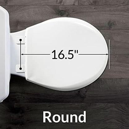 Bemis Alesio Slow Close Toilet Seat, Sleek Chrome Hinges and Adjustable Perfect Fit Wood Seat, Made in USA, Round, White - color: White & Chrome, size: Round
