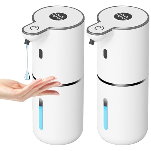 OHIFAST 2 Pack Automatic Liquid Soap Dispenser Touchless, USB Rechargeable Smart Hand Soap Dispenser, 6-Level Adjustable, 12.8oz/380mL Wall Mount for Bathroom Kitchen Dish Soap-White - color: 2 Pack- White, style: Liquid