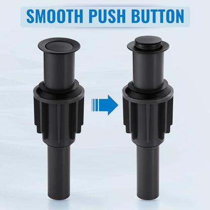 Pop Up Sink Drain Without Overflow, Bathroom Sink Drain Vessel Sink Stopper Pop Up Sink Drain Stopper, Pop Up Drain for Bathroom Sink Drain Strainer for Hair Catcher, Matte Black - color: Matte Black, style: Without Overflow
